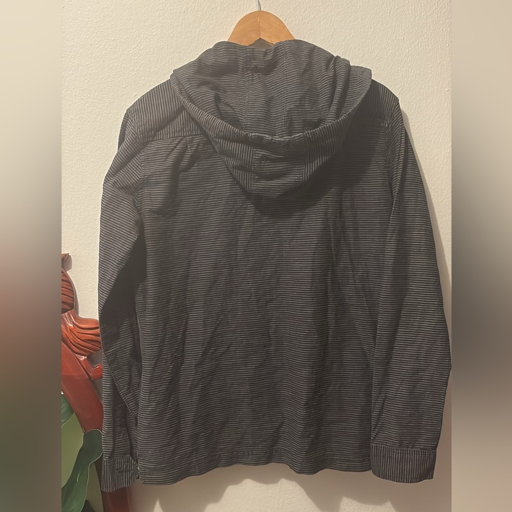 Men’s Ezekiel Charcoal and Black Striped Henley Lightweight Hoodie Jacket - Picture 3 of 3